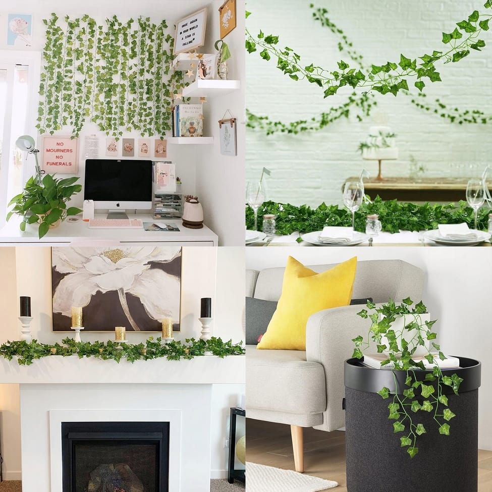 SZTUCZNY BLUSZCZ GIRLANDA NA ŚCIANĘ BALKON OZDOBNE LIŚCIE DEKORACYJNE 50M - obrazek 4