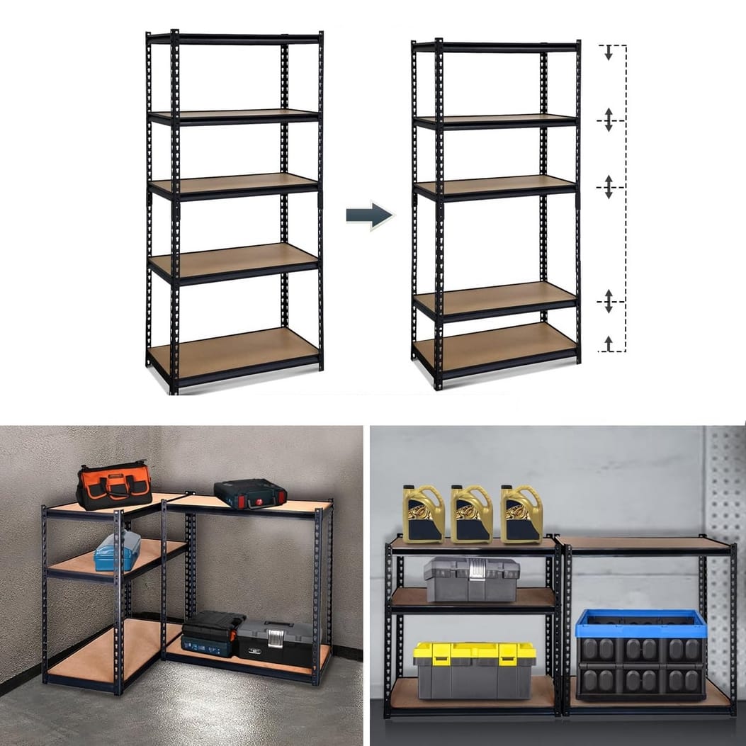 REGAŁ METALOWY MAGAZYNOWY GARAŻOWY CZARNY 5 PÓŁEK 875KG 180X90X30 PREMIUM - obrazek 4