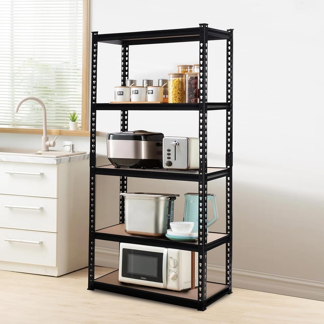 REGAŁ METALOWY MAGAZYNOWY GARAŻOWY CZARNY 5 PÓŁEK 875KG 180X90X30 PREMIUM - obrazek 9