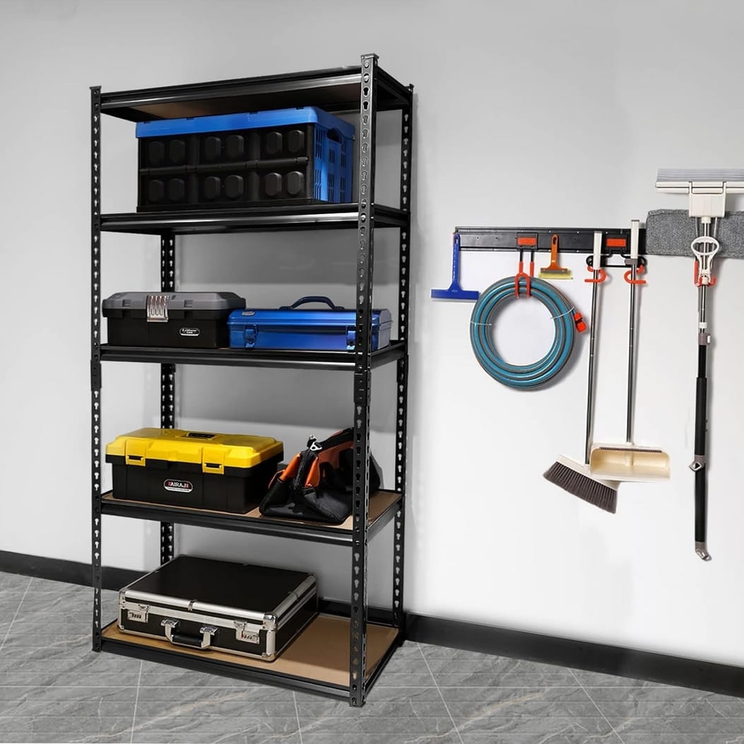REGAŁ METALOWY MAGAZYNOWY GARAŻOWY CZARNY 5 PÓŁEK 875KG 180X90X30 PREMIUM - obrazek 11