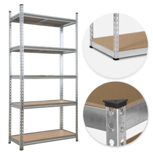 REGAŁ METALOWY MAGAZYNOWY GARAŻOWY SREBRNY 5 PÓŁEK 875KG 180X90X30 PREMIUM