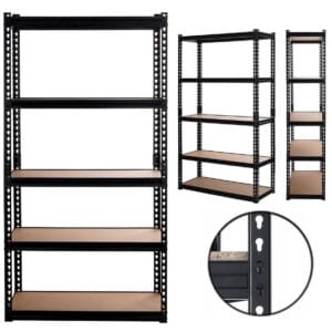 REGAŁ METALOWY MAGAZYNOWY GARAŻOWY CZARNY 5 PÓŁEK 875KG 180X90X30 PREMIUM