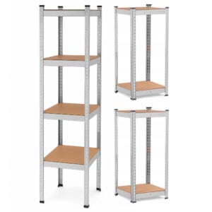 REGAŁ METALOWY MAGAZYNOWY GARAŻOWY SREBRNY 4 PÓŁKI 180X40X40