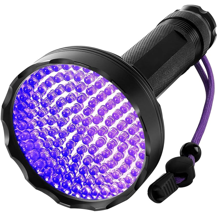 LATARKA TAKTYCZNA AKUMULATOROWA SZPERACZ UV LED DO KLIMATYZACJI BURSZTYNU USB 128LED