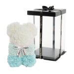 MIŚ Z RÓŻ KWIATÓW CZARNY NIEBIESKI ROSE TEDDY OZDOBA + BOX 25CM