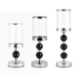 KOMPLET 3 ŚWIECZNIKÓW CZARNY