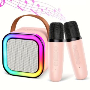 ZESTAW KARAOKE BLUETOOTH GŁOŚNIK + 2x MIKROFON RÓŻOWY