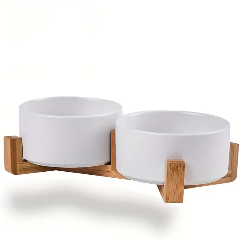 MISKA DLA PSA KOTA PODWÓJNA CERAMICZNA MISKI NA STOJAKU BIAŁA 800ML - obrazek 5