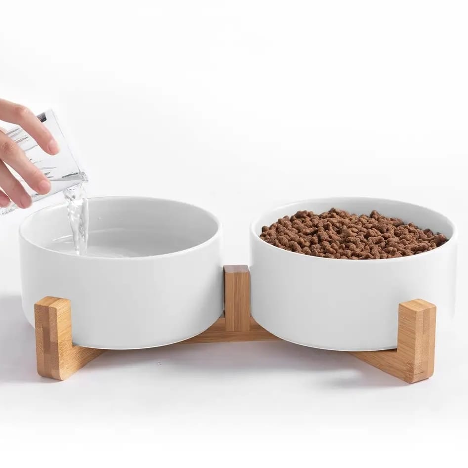 MISKA DLA PSA KOTA PODWÓJNA CERAMICZNA MISKI NA STOJAKU BIAŁA 800ML - obrazek 4