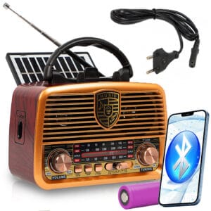 RADIO FM RETRO VINTAGE AKUMULATOROWE BLUETOOTH USB MICROSD SOLAR