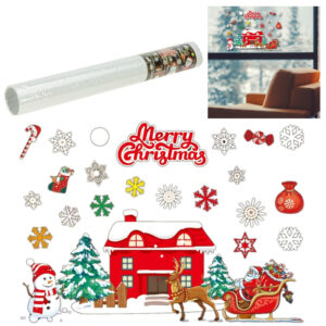 NAKLEJKI ŚWIĄTECZNE NA SZYBĘ OKNO OZDOBA DEKORACJA ŚWIĄTECZNA MIKOŁAJ ŚWIĘTA 2 ARKUSZE