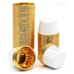 FOREMKI, PAPILOTKI DO BABECZEK 50SZT BIAŁO-ZŁOTE