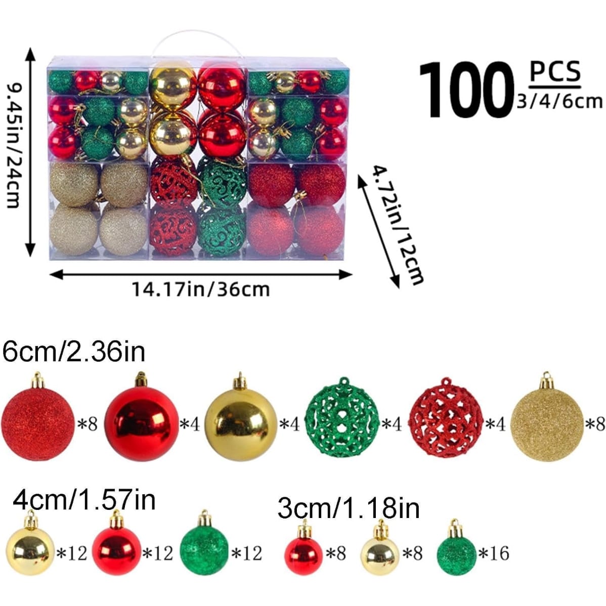 BOMBKI CHOINKOWE NIETŁUKĄCE OZDOBY ŚWIĄTECZNE KOLOROWE ZESTAW XXL 100SZT - obrazek 4