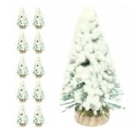 CHOINKI ZIELONE MINI OŚNIEŻONE ZESTAW CHOINEK DEKORACJA OZDOBA ŚWIĄTECZNA 6CM