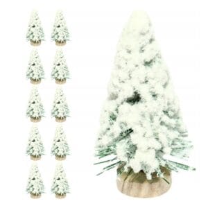 CHOINKI ZIELONE MINI OŚNIEŻONE ZESTAW CHOINEK DEKORACJA OZDOBA ŚWIĄTECZNA 6CM