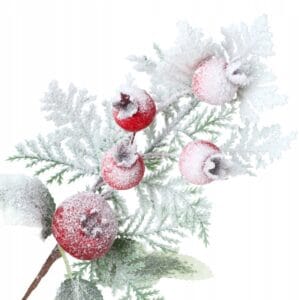 GAŁĄZKA OŚNIEŻONA DO KOMPOZYCJI NA STROIK GAŁĄZKA SZRON OZDOBA ŚWIĄTECZNA 28CM