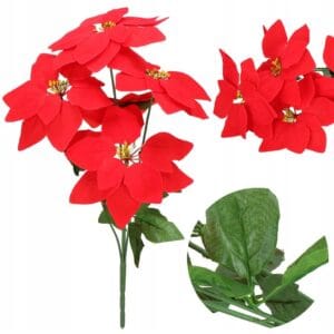KWIATY NA STROIK GWIAZDA BETLEJEMSKA BUKIET SZTUCZNA POINSECJA OZDOBA ŚWIĄTECZNA 46CM