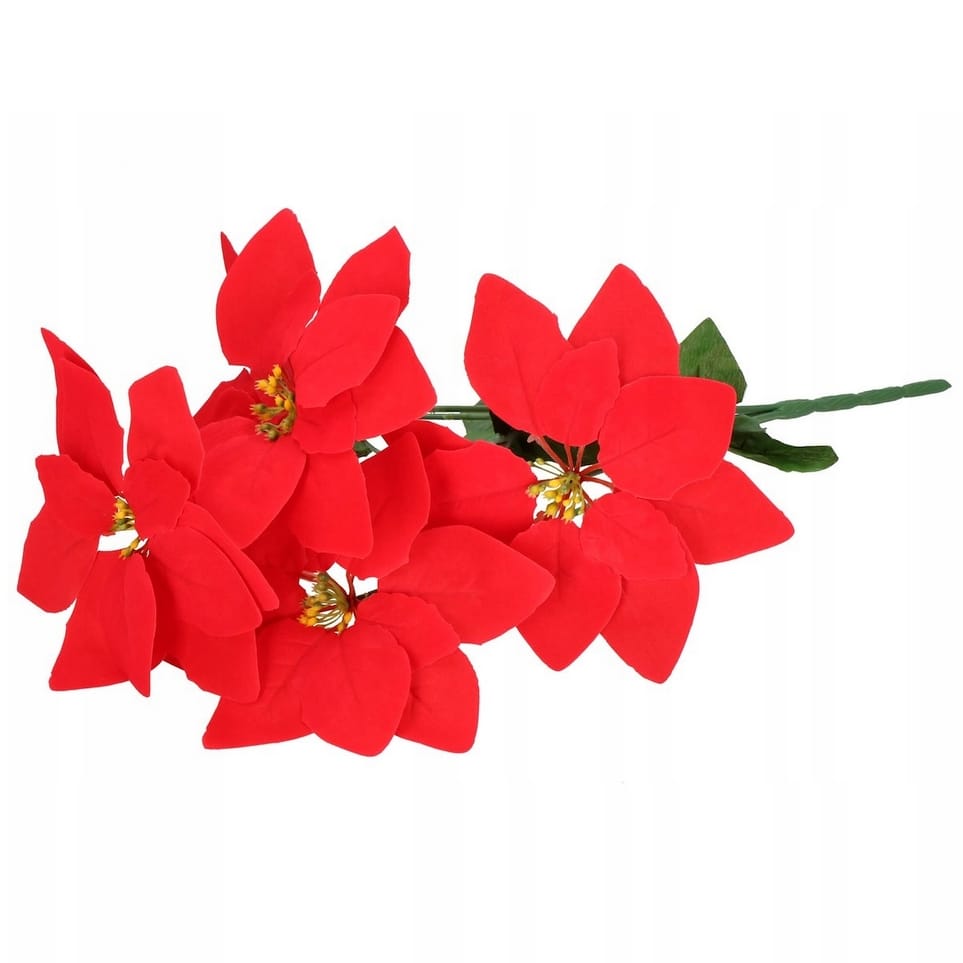 KWIATY NA STROIK GWIAZDA BETLEJEMSKA BUKIET SZTUCZNA POINSECJA OZDOBA ŚWIĄTECZNA 46CM - obrazek 4