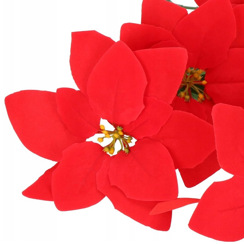 KWIATY NA STROIK GWIAZDA BETLEJEMSKA BUKIET SZTUCZNA POINSECJA OZDOBA ŚWIĄTECZNA 46CM - obrazek 5