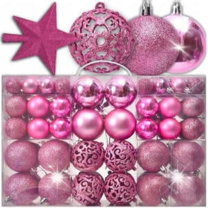 BOMBKI CHOINKOWE NA CHOINKĘ RÓŻOWE OZDOBA ŚWIĄTECZNA GWIAZDA ZESTAW PREMIUM XXL ZESTAW 100SZT