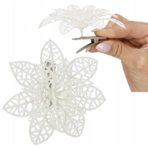 GWIAZDA BETLEJEMSKA BIAŁA KLIPS SZTUCZNE KWIATY NA STROIK DEKORACJA OZDOBA ŚWIĄTECZNA 10CM 3SZT