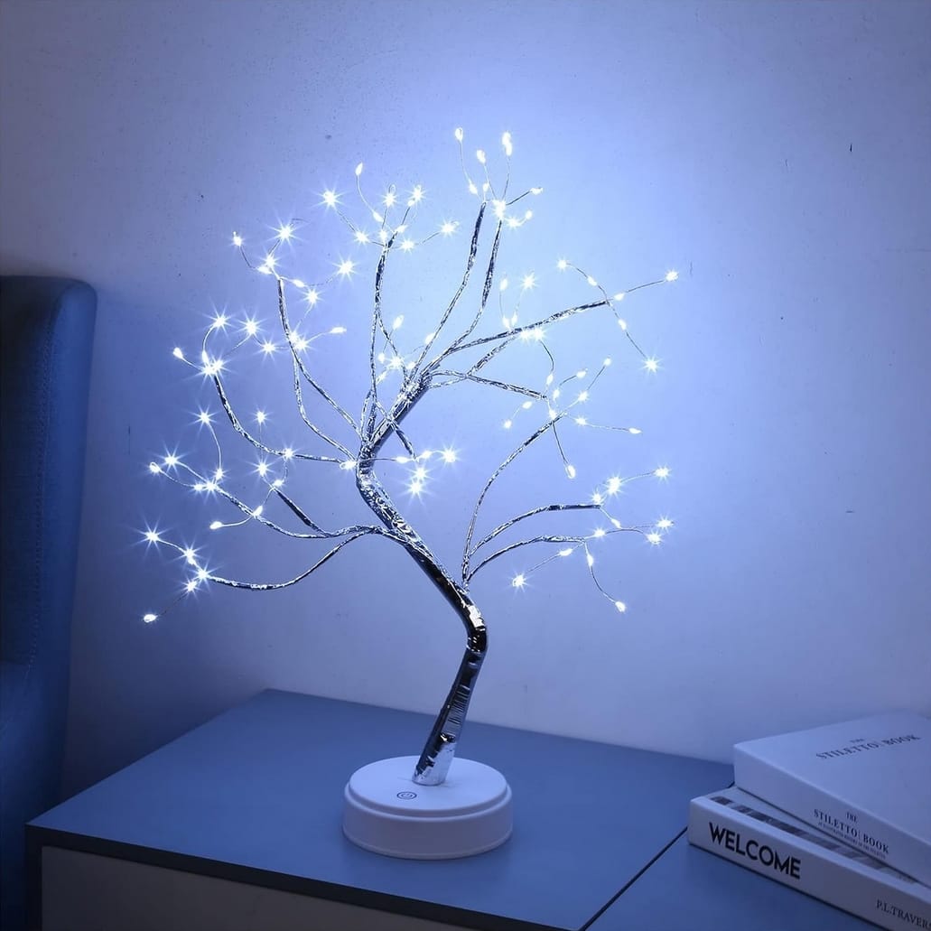 ŚWIECĄCE DRZEWKO ŚWIĄTECZNE 108 LED BONSAI LAMPKA NOCNA PROGRAMATOR BIAŁY ZIMNY DEKORACJA OZDOBA 50CM - obrazek 3