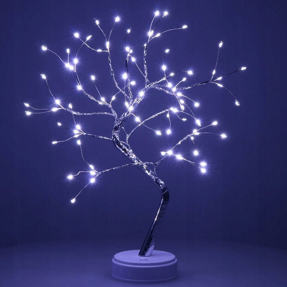 ŚWIECĄCE DRZEWKO ŚWIĄTECZNE 108 LED BONSAI LAMPKA NOCNA PROGRAMATOR BIAŁY ZIMNY DEKORACJA OZDOBA 50CM - obrazek 5