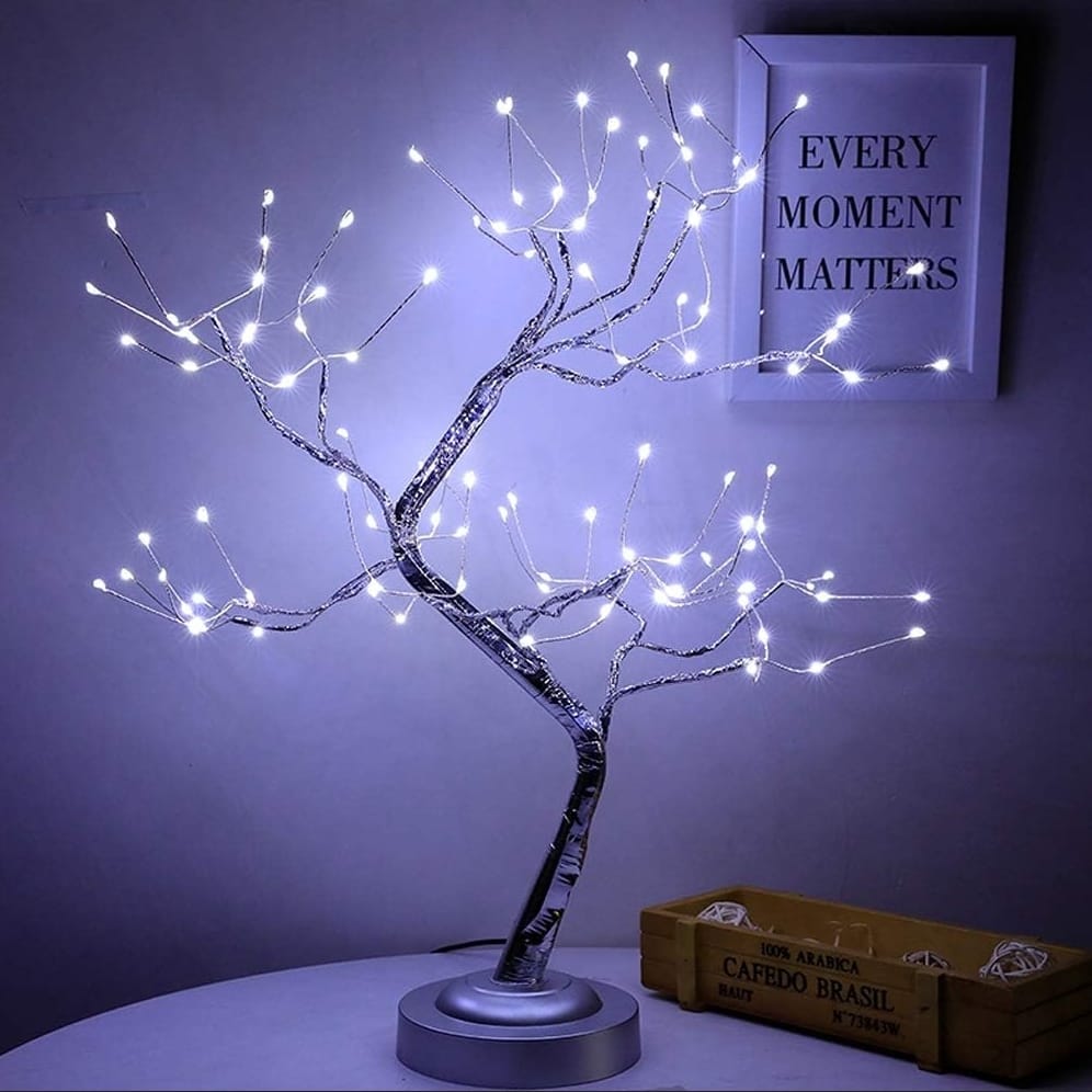 ŚWIECĄCE DRZEWKO ŚWIĄTECZNE 108 LED BONSAI LAMPKA NOCNA PROGRAMATOR BIAŁY ZIMNY DEKORACJA OZDOBA 50CM - obrazek 6