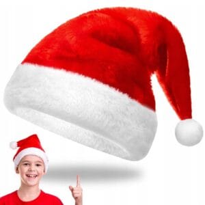 CZAPKA ŚWIĘTEGO MIKOŁAJA CZERWONA Z POMPONEM PRZEBRANIE STRÓJ KOSTIUM ŚWIĄTECZNY OZDOBA ŚWIĄTECZNA