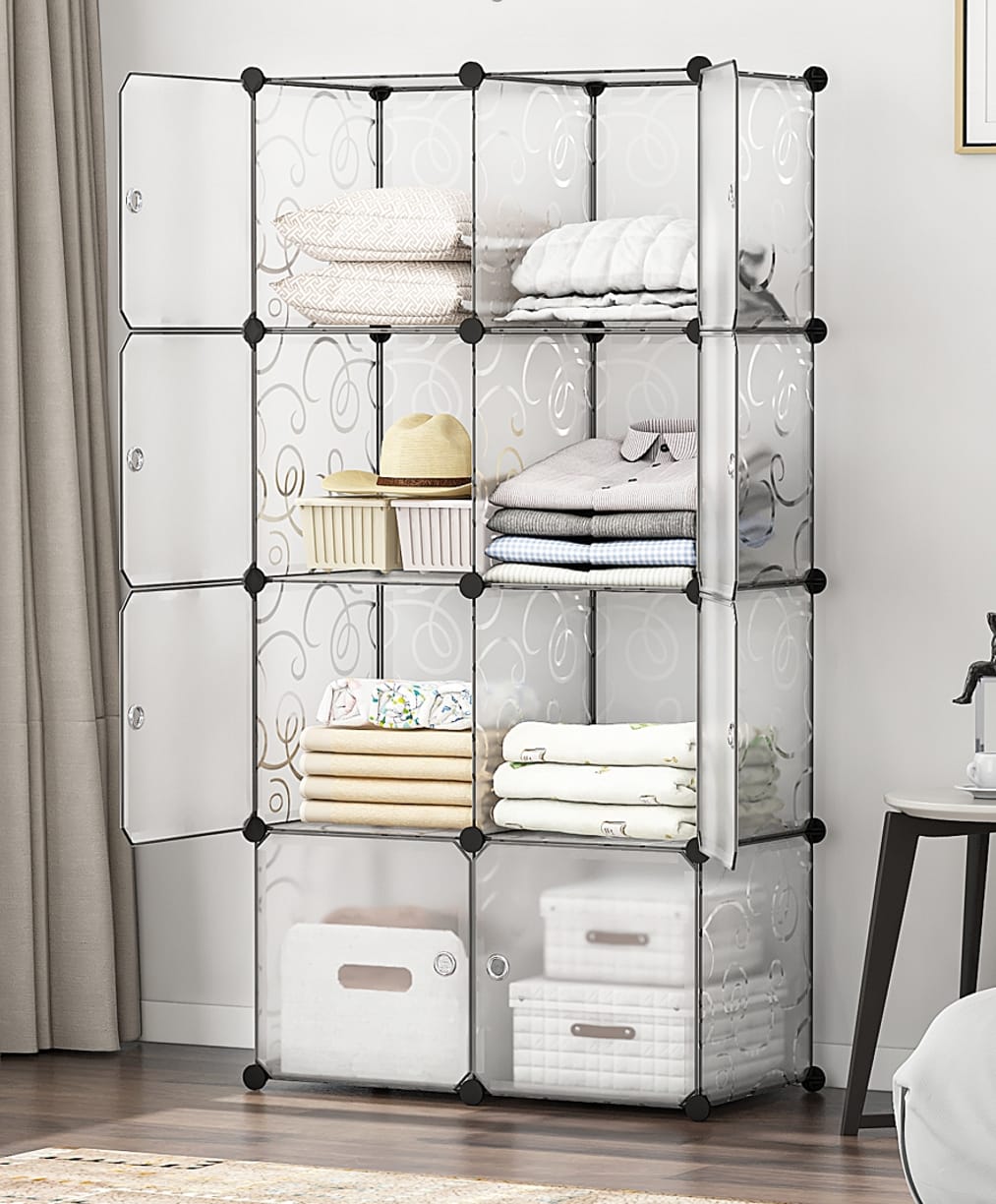 SZAFA MODUŁOWA SZAFKA REGAŁ MEBLE GARDEROBA PÓŁKI PRZEZROCZYSTA POJEMNA DUŻA 8 MODUŁÓW ELEGANCE - obrazek 2