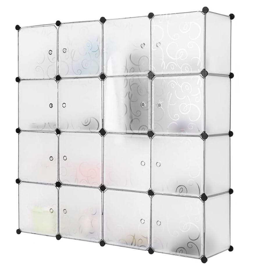 SZAFA MODUŁOWA SZAFKA REGAŁ MEBLE GARDEROBA PÓŁKI PRZEZROCZYSTA POJEMNA DUŻA 16 MODUŁÓW ELEGANCE - obrazek 7