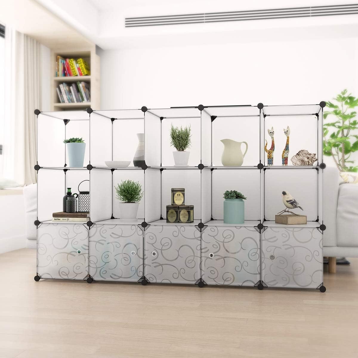 SZAFA MODUŁOWA SZAFKA REGAŁ MEBLE GARDEROBA PÓŁKI PRZEZROCZYSTA POJEMNA DUŻA 16 MODUŁÓW ELEGANCE - obrazek 4