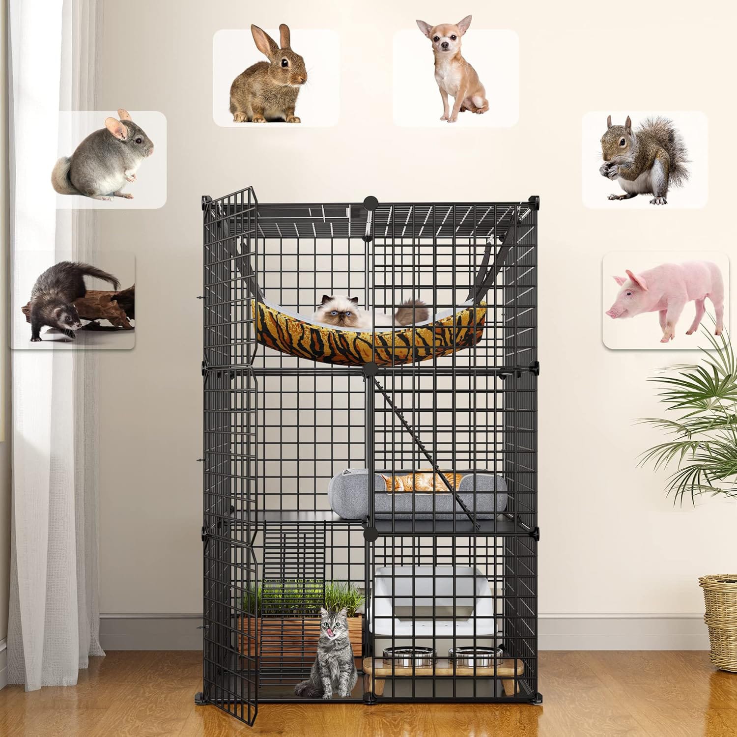 KOJEC KLATKA WYBIEG ZAGRODA DLA MAŁYCH ZWIERZĄT KRÓLIKÓW ŚWINKI KOTA PSA SZCZENIĄT 74X109X74CM - obrazek 2