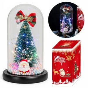 CHOINKA POD KRYSZTAŁOWĄ KOPUŁĄ LED STROIK W SZKLE ŚWIECĄCY PREZENT MULTIKOLOR OZDOBA ŚWIĄTECZNA BOX