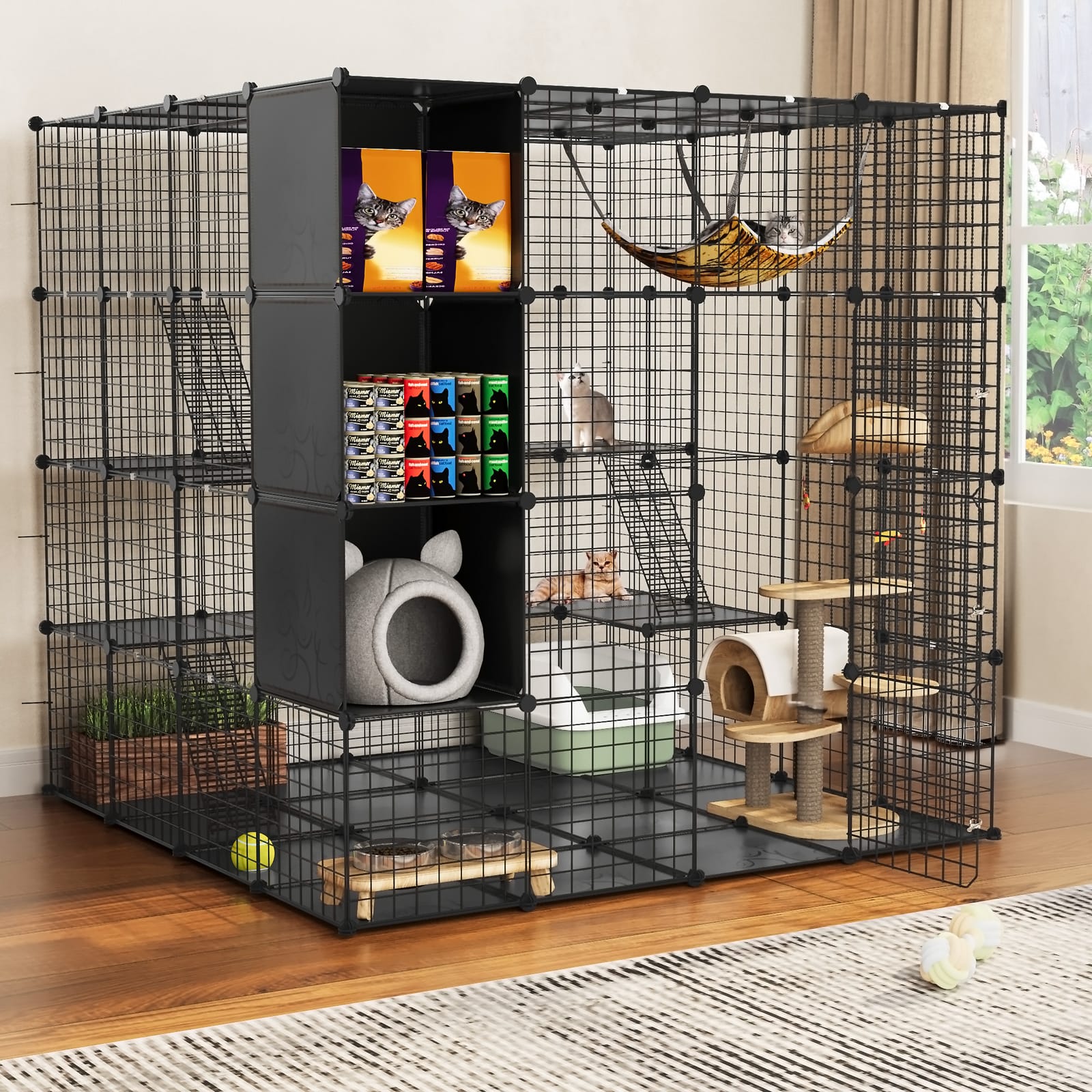 KOJEC KLATKA WYBIEG ZAGRODA DLA MAŁYCH ZWIERZĄT KRÓLIKÓW ŚWINKI KOTA PSA SZCZENIĄT 144X144X144CM - obrazek 2