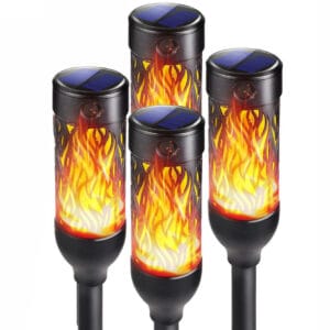 LAMPA SOLARNA OGRODOWA LED WBIJANA Z CZUJNIKIEM ZMIERZCHU SŁUPEK LATARNIA LAMPION ZESTAW 4SZT 53CM