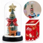 CHOINKA POD KRYSZTAŁOWĄ KOPUŁĄ LED STROIK W SZKLE ŚWIECĄCY PREZENT BIAŁY CIEPŁY OZDOBA ŚWIĄTECZNA BOX