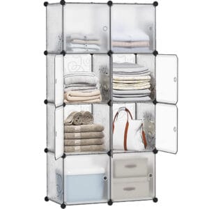 SZAFA MODUŁOWA SZAFKA REGAŁ MEBLE GARDEROBA PÓŁKI PRZEZROCZYSTA POJEMNA DUŻA 8 MODUŁÓW ELEGANCE
