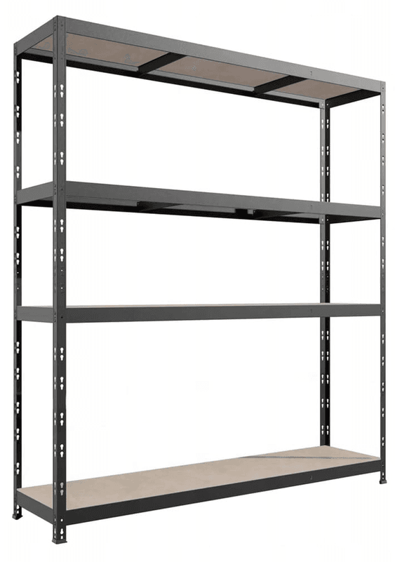 REGAŁ METALOWY MAGAZYNOWY GARAŻOWY CZARNY 4 PÓŁKI 800KG 180X180X60 PREMIUM
