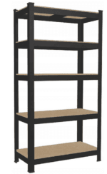 REGAŁ METALOWY MAGAZYNOWY GARAŻOWY CZARNY 5 PÓŁEK 875KG 180X90X30