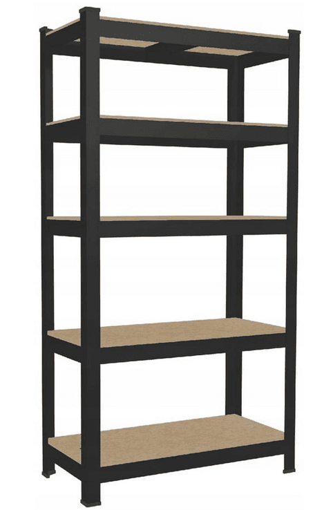 REGAŁ METALOWY MAGAZYNOWY GARAŻOWY CZARNY 5 PÓŁEK 875KG 180X90X30