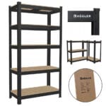 REGAŁ METALOWY MAGAZYNOWY GARAŻOWY CZARNY 5 PÓŁEK 875KG 180X90X30