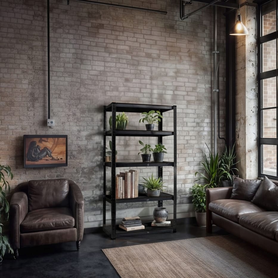 REGAŁ METALOWY MAGAZYNOWY GARAŻOWY CZARNY ALL BLACK 5 PÓŁEK 875KG 180X90X40 - obrazek 3