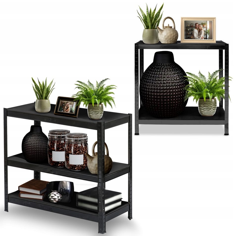 REGAŁ METALOWY MAGAZYNOWY GARAŻOWY CZARNY ALL BLACK 5 PÓŁEK 875KG 180X90X40 - obrazek 5