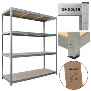 REGAŁ METALOWY MAGAZYNOWY GARAŻOWY SREBRNY 4 PÓŁKI 800KG 180X160X60