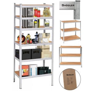 REGAŁ METALOWY MAGAZYNOWY GARAŻOWY SREBRNY 5 PÓŁEK 1000KG 180X100X60