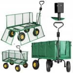 WÓZEK OGRODOWY OGRODNICZY TRANSPORTOWY TACZKI PRZYCZEPKA PLANDEKA ZIELONY 250L 500KG