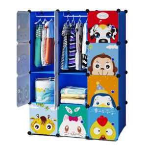 SZAFA MODUŁOWA SZAFKA REGAŁ MEBLE GARDEROBA PÓŁKI NIEBIESKA POJEMNA DUŻA 12 MODUŁÓW