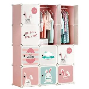 SZAFA MODUŁOWA SZAFKA REGAŁ MEBLE GARDEROBA PÓŁKI RÓŻOWA POJEMNA DUŻA 12 MODUŁÓW