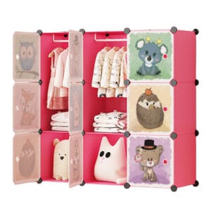 SZAFA MODUŁOWA SZAFKA REGAŁ MEBLE GARDEROBA PÓŁKI RÓŻOWA POJEMNA DUŻA 9 MODUŁÓW